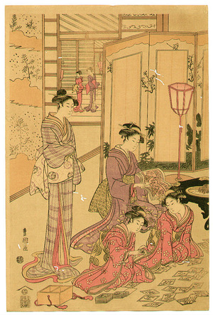 Utagawa Toyokuni I: Card Game and Fox - Artelino