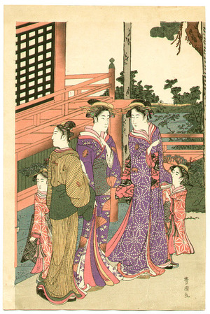 Utagawa Toyokuni I: Courtesans and Falconer - Artelino