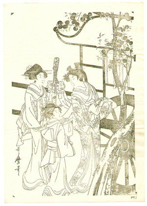 喜多川歌麿: Lady from Ox Cart Key-block Prints - Artelino