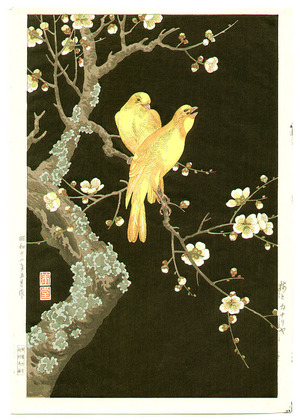 Nishimura Hodo: Plum Blossoms and Canaries - Artelino