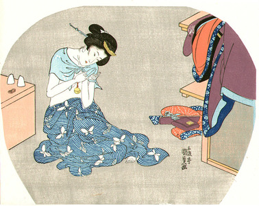 Japanischer Druck "Trimming Nails" von Utagawa Kunisada, 歌川国貞 (Utagawa Kunisada)