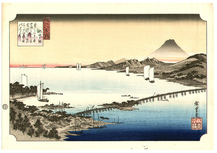 Ando Hiroshige, 歌川広重 (Ando Hiroshige)による浮世絵「Evening Glow at Seta - Ohmi Hakkei」