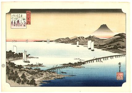 Ando Hiroshige, 歌川広重 (Ando Hiroshige)による浮世絵「Evening Glow at Seta - Ohmi Hakkei」