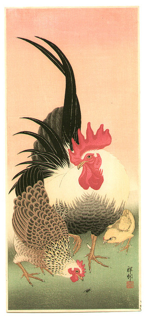 Ohara Koson: Bantam Chickens - Artelino