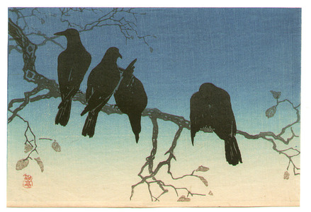 Takahashi Hiroaki: Crows on a Cold Night (postcard size print) - Artelino