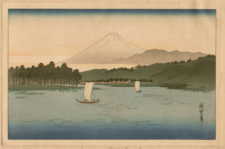 Utagawa Hiroshige: Mt.Fuji and Miho Beach - Artelino