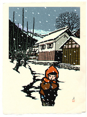 Japanese Print "Girl in Snow" by Unknown, 無款 (null)