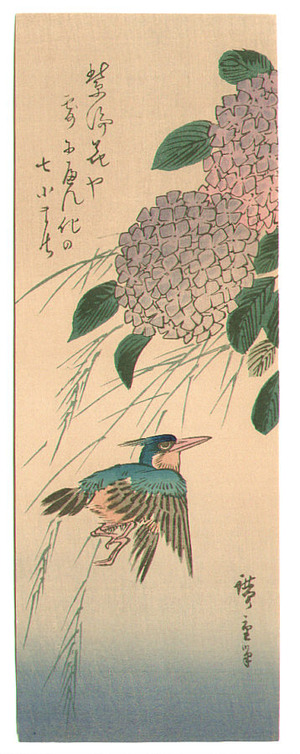 Utagawa Hiroshige: Kingfisher and Hydrangea - Artelino