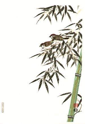 Ito Nisaburo: Bamboo and Sparrows (right panel) - Artelino