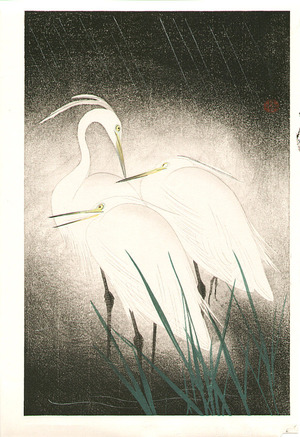 Unknown: Three Egrets in the Night - Artelino