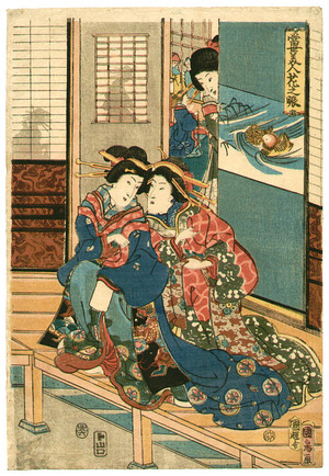 Utagawa Kunihiko: Two Courtesans - Artelino