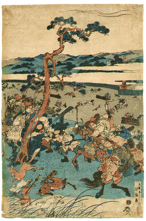 Utagawa Kunisada: Hunting at the Foot of Mt.Fuji - Artelino