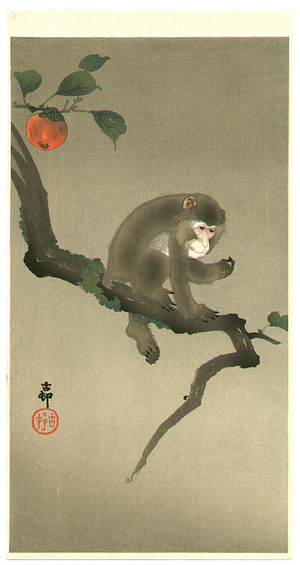 Ohara Koson: Monkey and Persimmon - Artelino