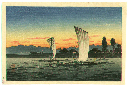 Takahashi Hiroaki: Sail Boats in the Sun Set - Artelino