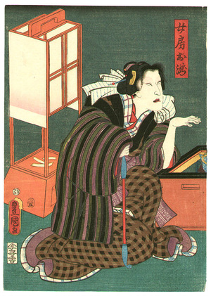 Utagawa Kunisada, 歌川国貞 (Utagawa Kunisada)による浮世絵「Wine Merchant and Wife」