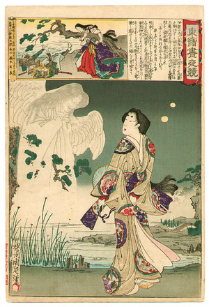 Toyohara Chikanobu: Lady and Ghost - Edo Embroidery Pictures - Artelino
