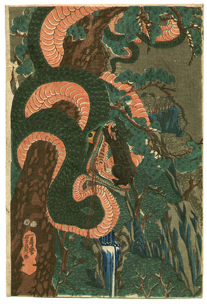 Utagawa Kunikazu: Snake vs. Bear - Artelino
