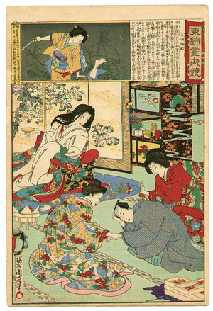 Toyohara Chikanobu, 豊原周延 (Toyohara Chikanobu)による浮世絵「Yoshida Palace - Azuma Nishiki Chuya Kurabe」