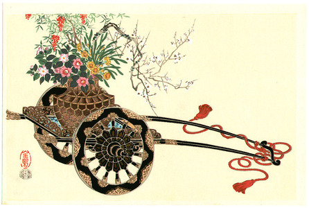 Takeshita Kin-u: Flower Cart in Winter - Artelino