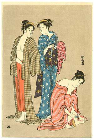 Torii Kiyonaga: Three Beauties after Bath - Artelino