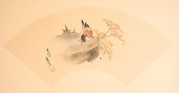 Katsushika Hokusai: Sparrow on Stone - Artelino