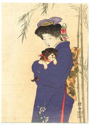 Takeuchi Keishu: Lady and Puppy - First Laugh - Artelino