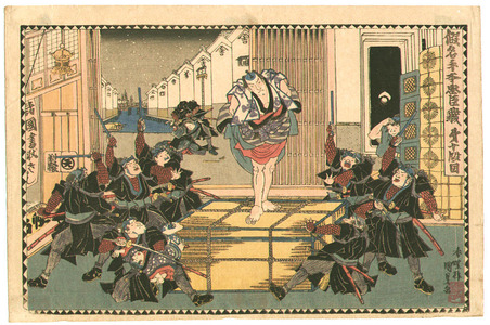 Japanischer Druck "47 Ronin - Kanadehon Chushingura Act.10" von Utagawa Kunisada, 歌川国貞 (Utagawa Kunisada)