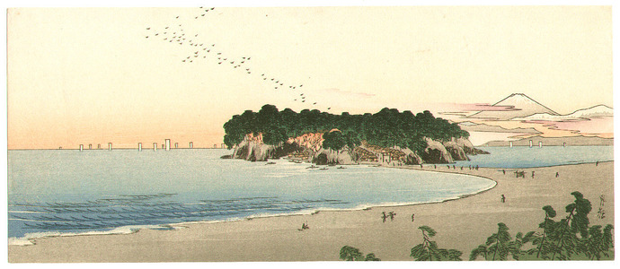 Yoshimoto Gesso: Sunset at Beach - Artelino