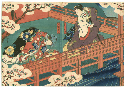 Utagawa Hirosada: Near the Water - kabuki - Artelino