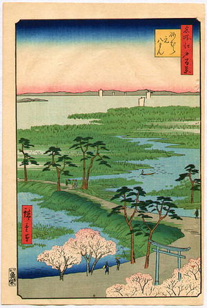 Ando Hiroshige, 歌川広重 (Ando Hiroshige)による浮世絵「Meisho Edo Hyakkei - Sunamura, Motohachiman」