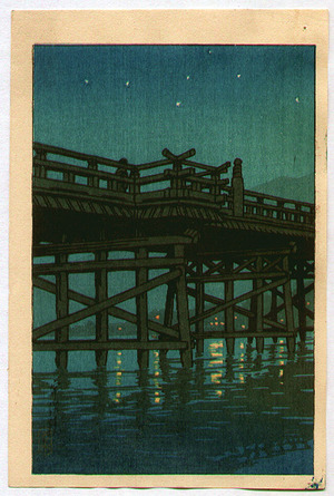 Kawase Hasui: Bridge at Night - Artelino
