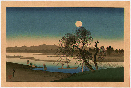 Utagawa Hiroshige: Autumn Moon at Tama River - Edo Kinko Hakkei - Artelino