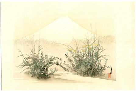 Ogata Gekko: Autumn Flowers and Mt.Fuji - One Hundred Fuji - Artelino