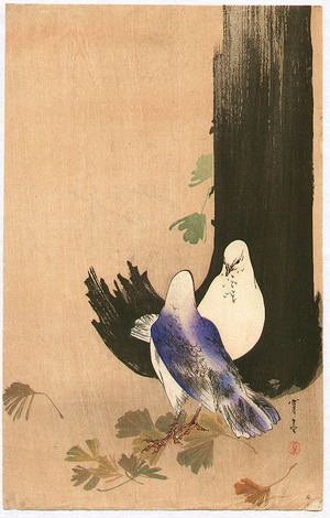 Watanabe Seitei: Two Pigeons - Artelino