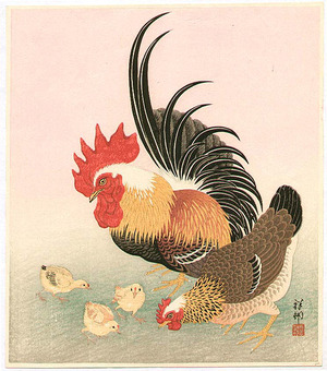 Ohara Koson: Chicken Family - Artelino