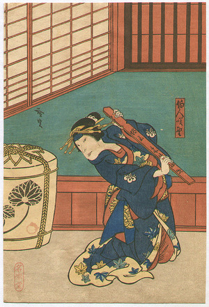 Utagawa Hirosada: Defence Plate - Kabuki - Artelino