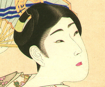 Toyohara Chikanobu: Beauty with Fan - Shin Bijin - Artelino