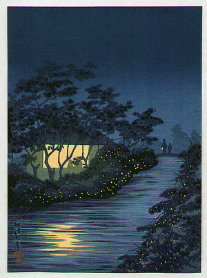 小林清親: Fireflies and Lighted House - Artelino