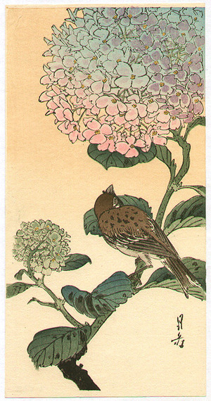 Yoshimoto Gesso: Sparrow and Hydrangea - Artelino