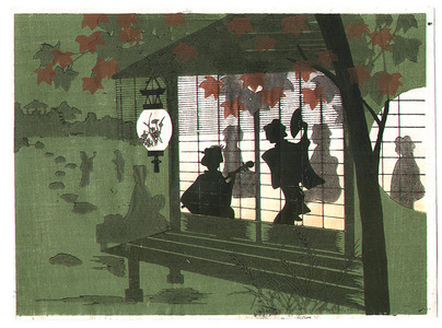 日本版画 "Party on Autumn Night" 由 Unknown, 無款 (null) 创作