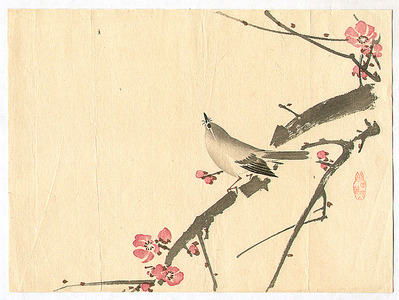 Unknown: Bush Warbler and Plum - Artelino