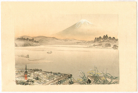 尾形月耕: Mt.Fuji and Lake - One Hundred Fuji - Artelino