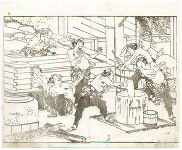 Katsushika Hokusai: Rice Cake Making - Hokusai Soga - Artelino