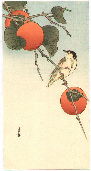 Yoshimoto Gesso: Bird and Persimmons - Artelino