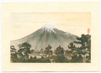 月岡耕漁: Mt. Fuji and Pine Trees - Artelino