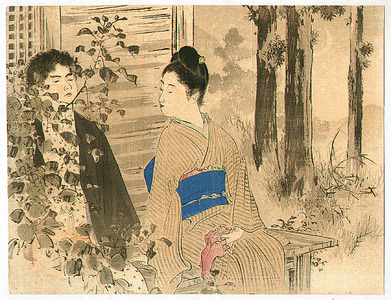 Mizuno Toshikata: Couple in a Garden - Artelino