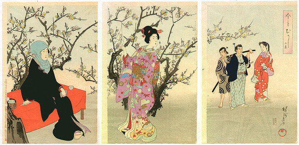 Toyohara Chikanobu: Beauties in Plum Garden - Artelino