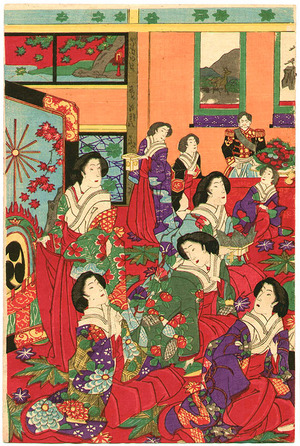 豊原周延: Beauties and Maple Trees - Artelino