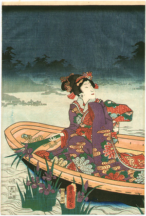 Utagawa Kunisada: Boating at Night - Imayo Genji - Artelino