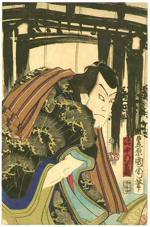 豊原国周: Meeting near Bridge - Kabuki - Artelino